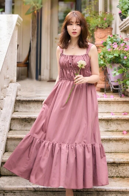 Double Bow Summer Long Dress,レディース