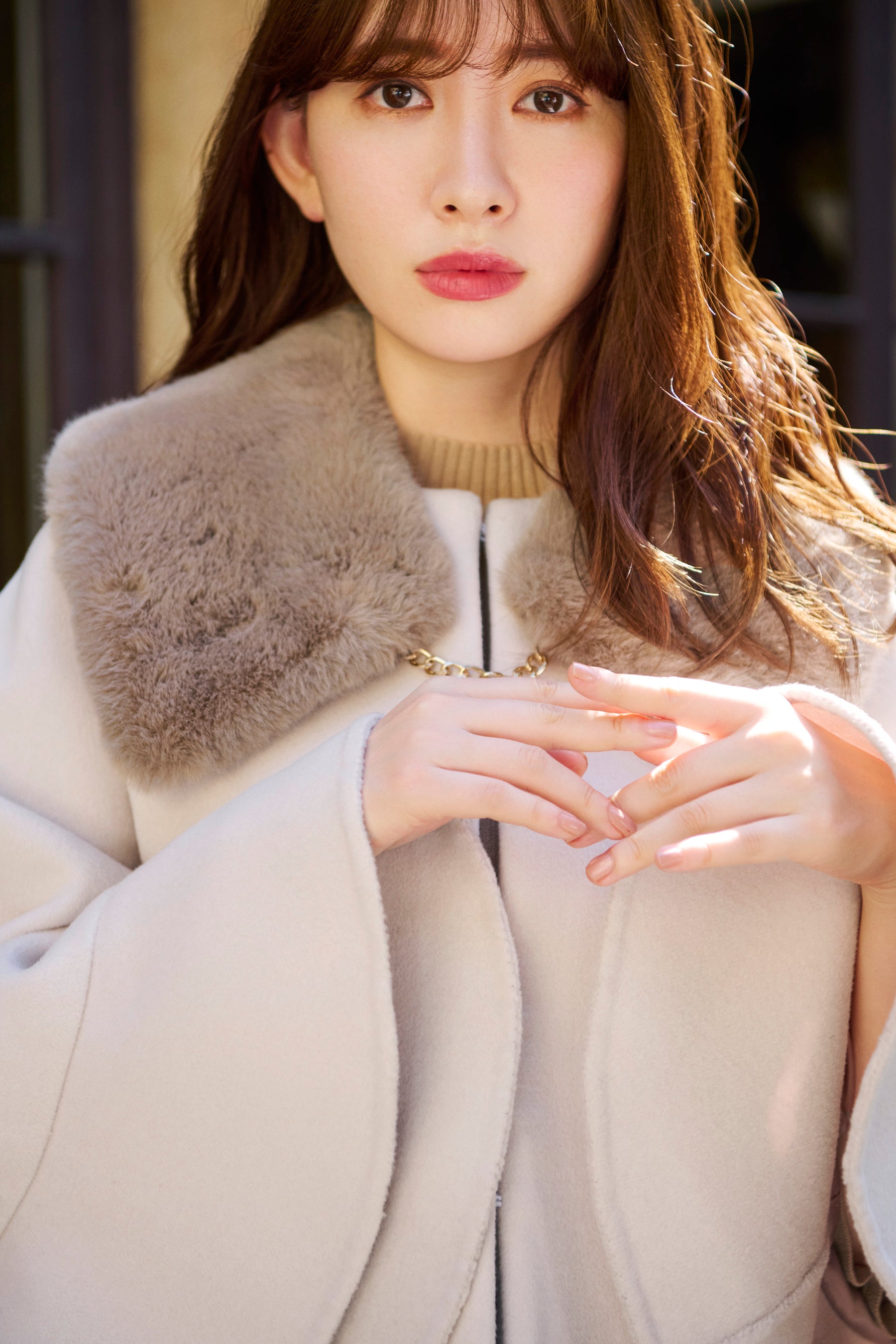 Convertible Faux Fur Tippet Coat,レディース