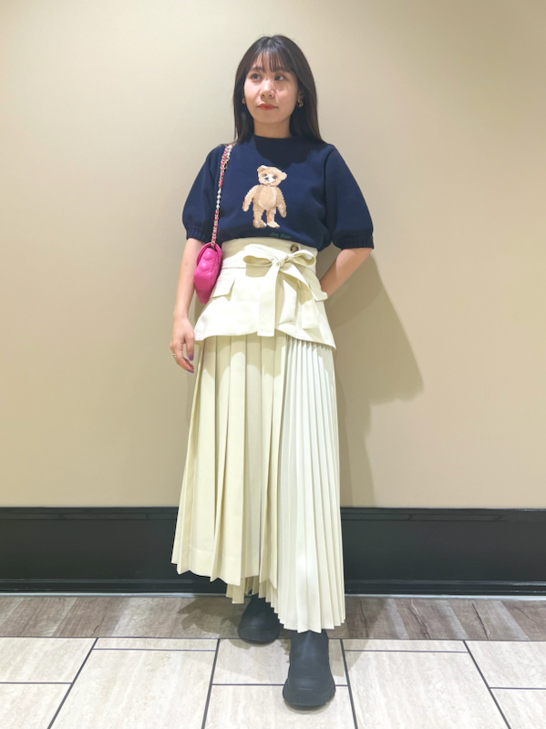 Lily Bearハーフスリーブニットトップス,レディース