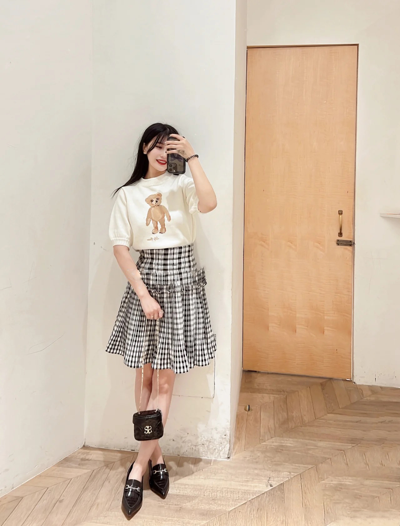 Lily Bearハーフスリーブニットトップス,レディース