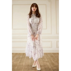Floral Print Random Pleated Dress