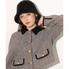 ステンカラーツィードジャケット